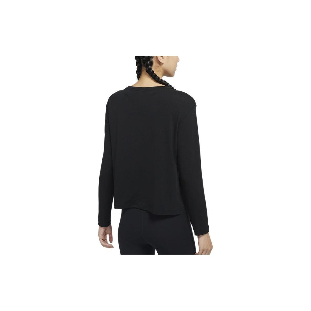 New Nike Yoga Dri FIT Women's Long Sleeve Top Black DM7028-010