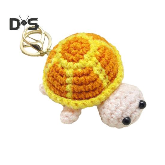 Knitted Turtle Keychain Exquisite Yarn Crochet Compact Size Portable Keyring Cartoon Style Mini Turtle Keychain