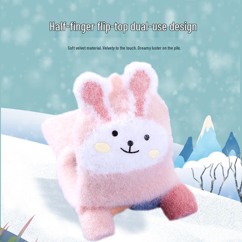 Children's Flip-Top Gloves for 5-10 Year Olds - Thick, Warm, Dual-Use, Suitable for Boys and Girls In Autumn and Winter