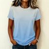 Women's Casual Pullover T-Shirt Short Sleeve Crew Neck Gradient Color Top Lightweight Soft Fabric Summer Wear