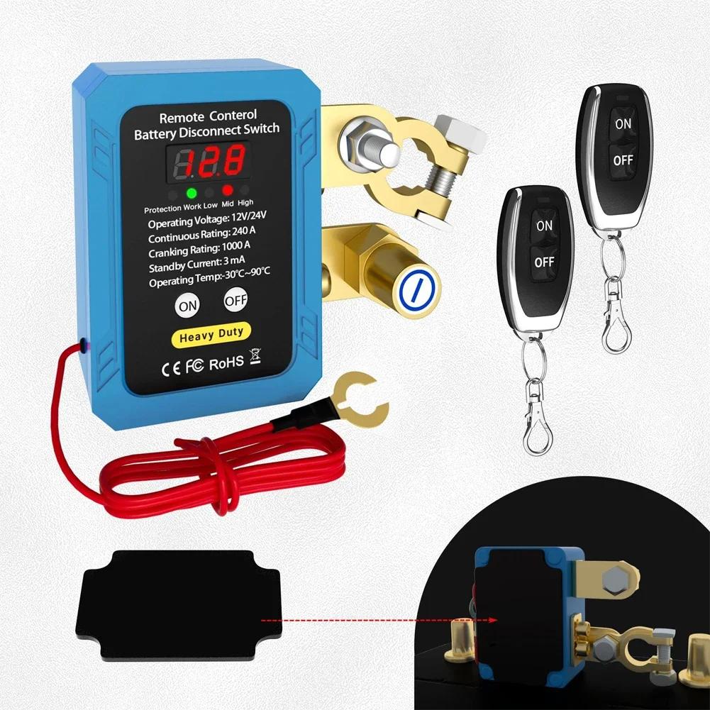 12V Auto Remote Power Cut-off Switch Battery Disconnect Switch Led Voltage Display Power Shut Off Switch Anti-leakage Protection