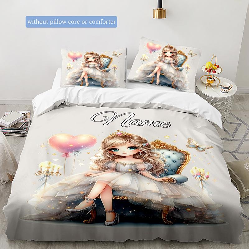 Prettyprincessstyle Customize Your Name Duvet Coversoftbedding Set For Bedroom Guest Room And Dorm Decoration Threepiece Set Includes 1 Duvet Cover 2