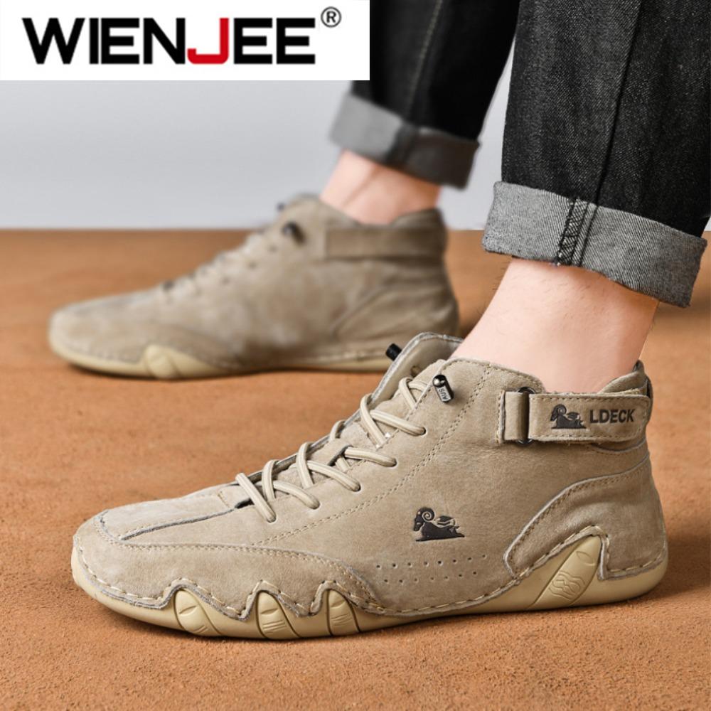 Herren Leder Freizeitschuhe Rutschfeste Walking Sportschuhe Handgefertigte Schuhe für Herren mit High Top Sneakers Masculino