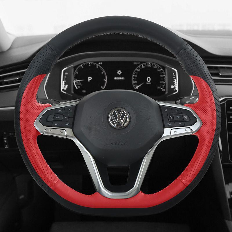 Hand Stitched Genuine Leather Steering Wheel Cover VW Lavida Lamando Passat Bora Magotan T-Roc Tayron