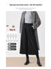 Women's Plus Size Dark Grey Wool-Blend Straight Leg Cropped Pants - Loose, Casual, Petite, Thickened for Spring & Autumn