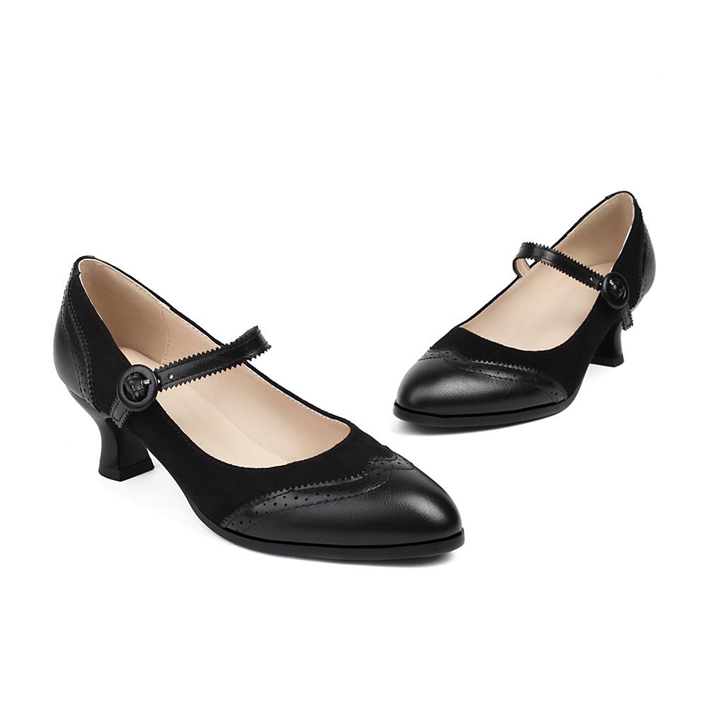 

Бежево-черные женские туфли-лодочки на среднем каблуке, большой размер 48 48