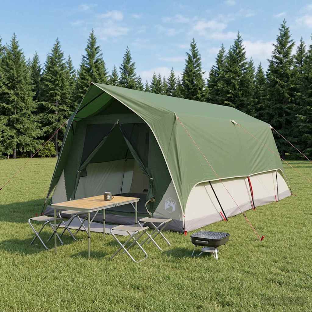 Tunnel Tent with Roof Green 10 Person Capacity Polyester and Steel
