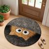 Cartoon Owl Face Round Floor Mat, Cute Big Eyes Bird Pattern Non-Slip Rug for Entryway, Living Room, or Bedroom