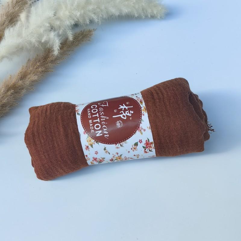 62-122 Colors Crinkle Cotton Underscarf Pleated Pompom Plain Hijab With Tassels Islamic Turban Warp