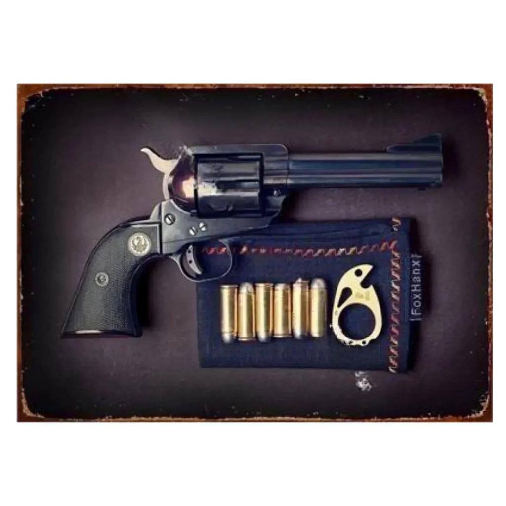 1PC Pistol Metal Signs Boasting Authentic Military Flair: A Must - Have for Adding a Touch of Rugged