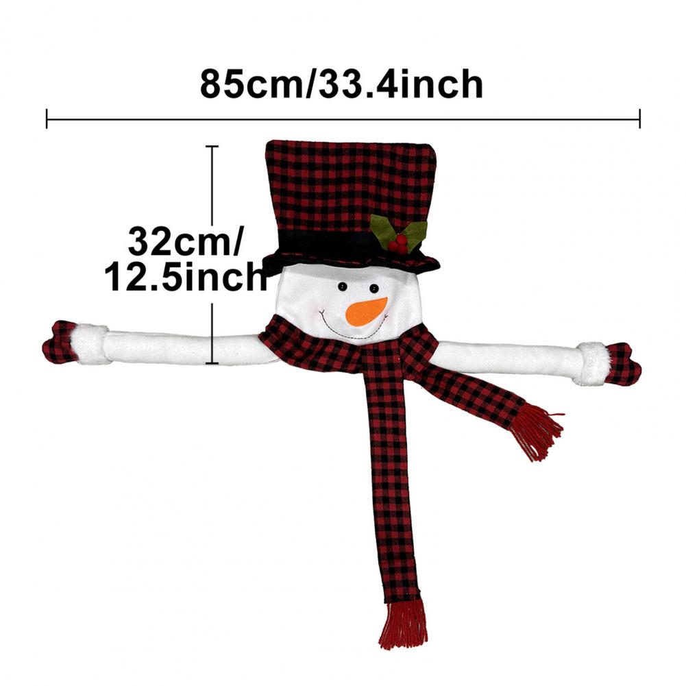 Christmas Snowman Tree Topper Large Plush Snowman Hugger with Red Black Plaid Top Hat Scarf Xmas Tree Ornament