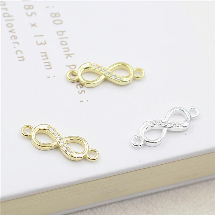 Jiudai S925 Sterling Silver DIY Necklace Gold-Plated Figure Eight Ring Bracelet Accessories