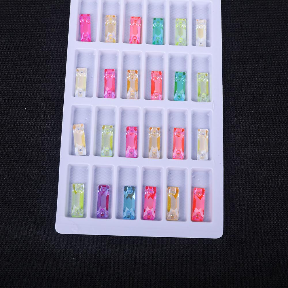 Long Fluorescent Glass Flat Buckle Hand Seam Drill, Double Hole Rhinestone Flat Bottom Drill Diy Accessories Material Package