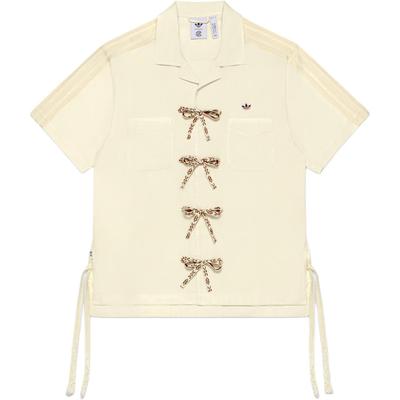 adidas Originals X Clot Collaboration Bowling Fashion Minimalist Versatile Short Sleeve Shirt Unisex Shirts Off-White JP1599