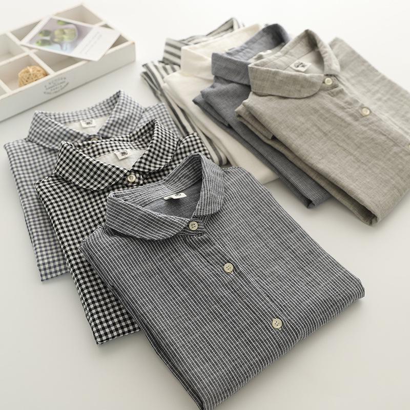 Japanese Minimalist Yuanbao Collar Double Layer Cotton Gauze Sleeveless Women's Shirt