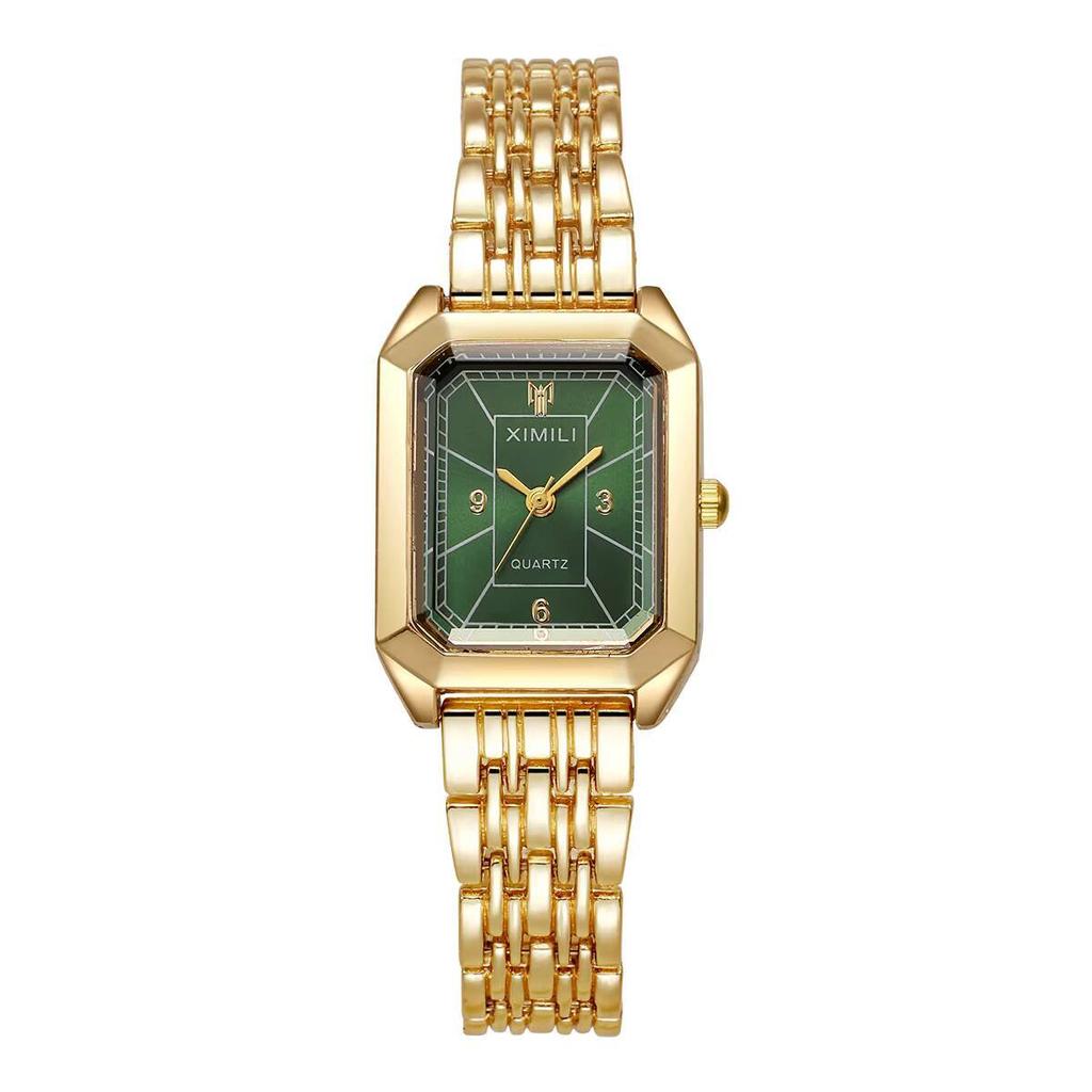 Ceas de mână de damă dreptunghiular la modă, cu quartz, ceasuri de damă cu brățară din oțel inoxidabil, ceas pentru fete, cadou