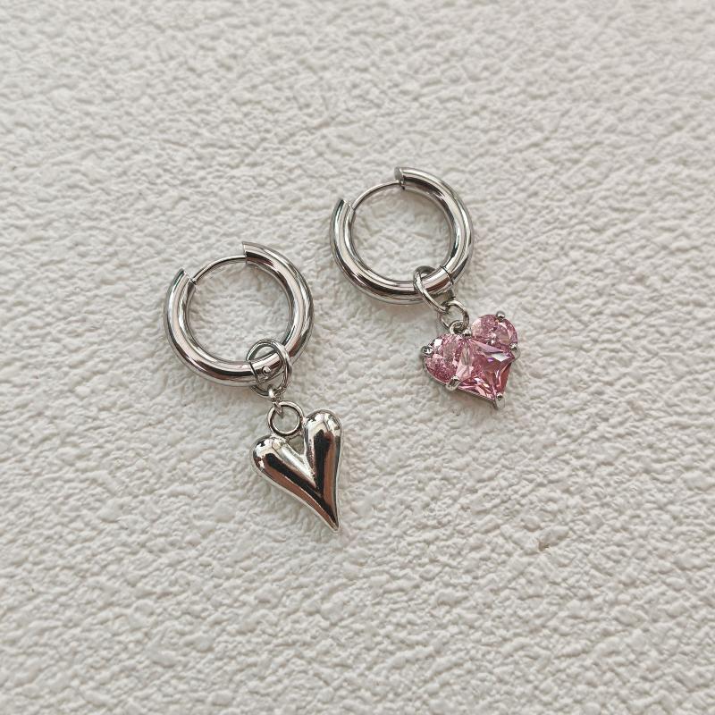 Pink Love Heart Zircon Pendant Earrings For Women Earrings Party Gifts Earrings For Women Jewelry Accessories
