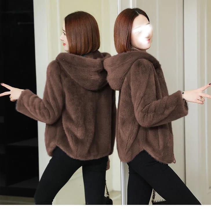 

Women s Plus Size Hooded Fleece Coat - Double-Sided Velvet Sweatshirt, Warm Winter Pajamas XL темно-коричневого