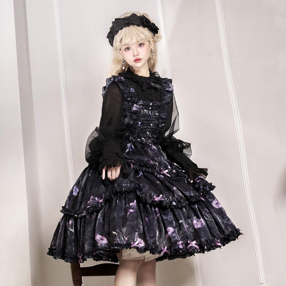 Firefly Flower OP Light Lolita Daily Lolita Vintage Dress - Girls' Soft Girl Fake Two-Piece Set