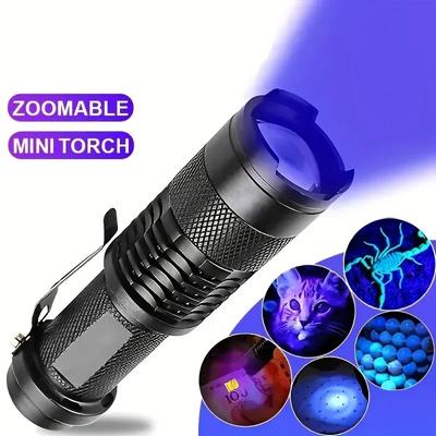 Torcia UV LED 395nm Zoomabile Impermeabile Mini Torcia Ultravioletta per Rilevatore di Urina di Animali Domestici e Scorpioni, Verificatore di Marcatori e Uso Esterno