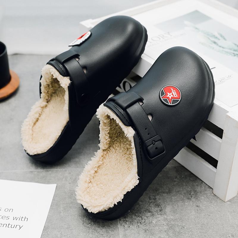 Fashion New Home Slippers Autumn Winter Plus Cotton Warm Plush Water Proof Wear-resistant Lightweight Men's Casual Fashion Sole Shoe