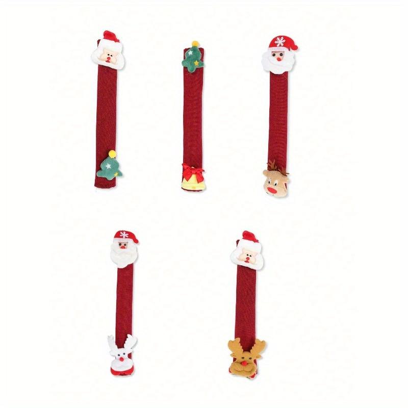 Christmas Oven Handle And Refrigerator Handle Covers, Santa Claus And Reindeer Plush Decorative Covers - Kitchen Holiday Decoration