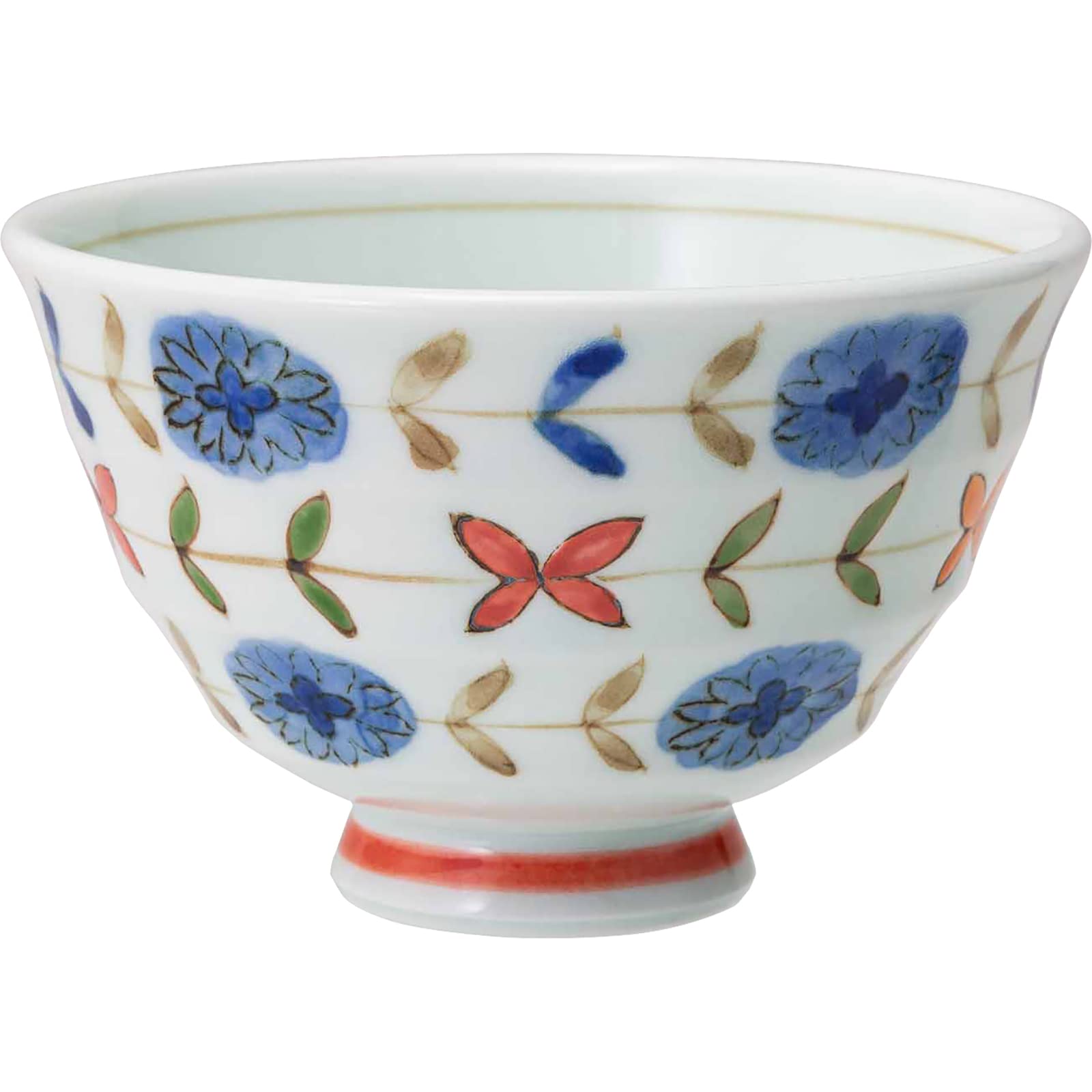 

Nishikai Pottery Hasami Ware Issei Pottery Lightweight Rice Bowl Rice Bowl Small Blume Red Made in Japan 20418 300ml