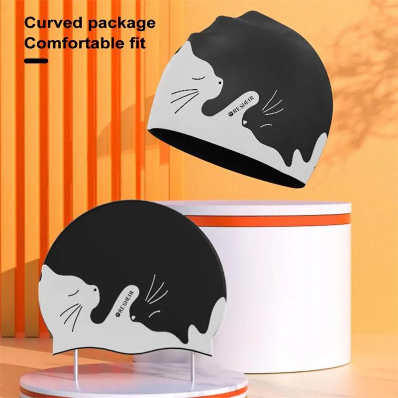 Swimming Caps Waterproof Silicone Swimming Hat Cartoon Pattern Dry Hair Swim Caps Unisex Ear Protection Diving Hat For Men/Women