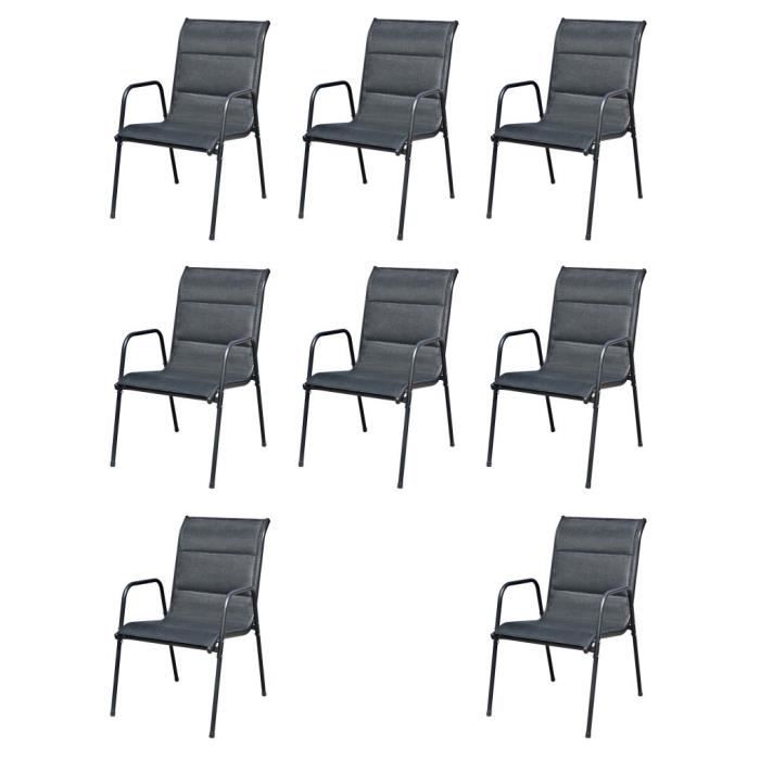 Mobilier d'extérieur - vidaXL - Ensemble 9 pcs - Acier Noir - 6 personnes - Style Contemporain