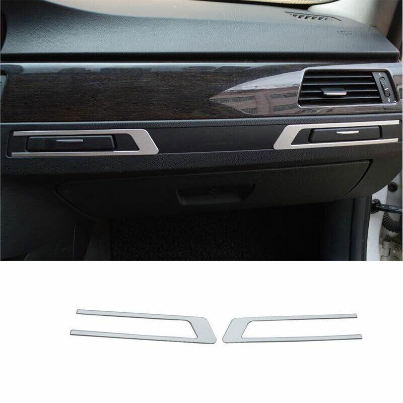 For BMW 3-Series 2005-2012 Silver Aluminum Co-Pilot Water Cup Frame Decor 2PCS