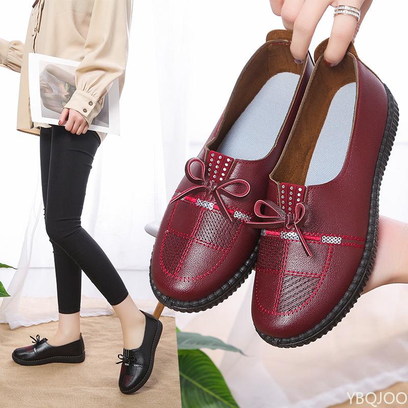 Women's Leather Flats Shoes Female Soft soled versatile shoes Classic Ladies Casual Leather Loafers Anti slip comfort flat Mujer