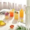 4 Pezzi Tazze di Vetro Creative Tazza da Caffè Bicchieri Trasparenti da Bere Tazze in Vetreria Rigata Set Bicchieri da Cocktail Frutta con Cannucce Bicchieri