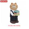 Japanese Ornaments Library Reading Cat Scene Decoration Shooting Props Miniature Resin DIY Birthday Gift Bookshelf Collection