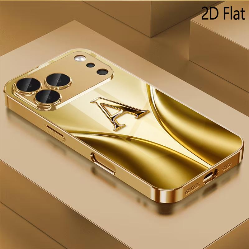 letter A print Patterned tempered glass design for iPhone16 17 Pro Max 15 14 13 12 11 ProMax Phone Case Camera Cover Shockproof