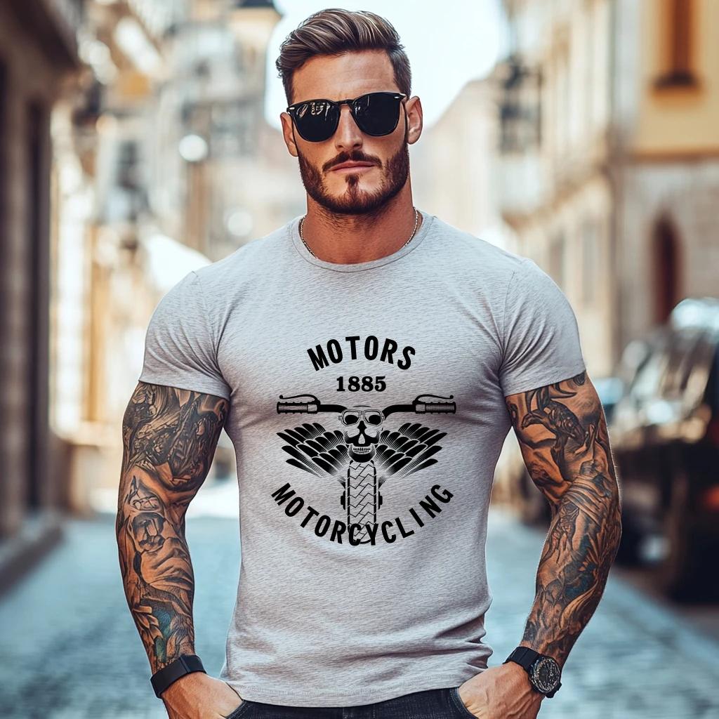 The best product for you Schedel T-shirt Heren Zwart T-shirt Mode Motorfiets Punk 3D Geprint Hip Hop Heren T-shirt Kleding Casual Cool Rock Streetwear T-shirts XXXL grijze kleur