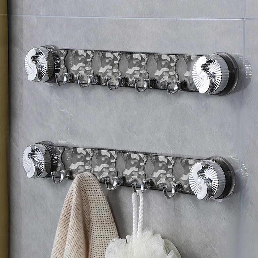 

Heavy-Duty Rotating Suction Cup Hooks - Wave Pattern Hooks for Bathroom Kitchen серебряный