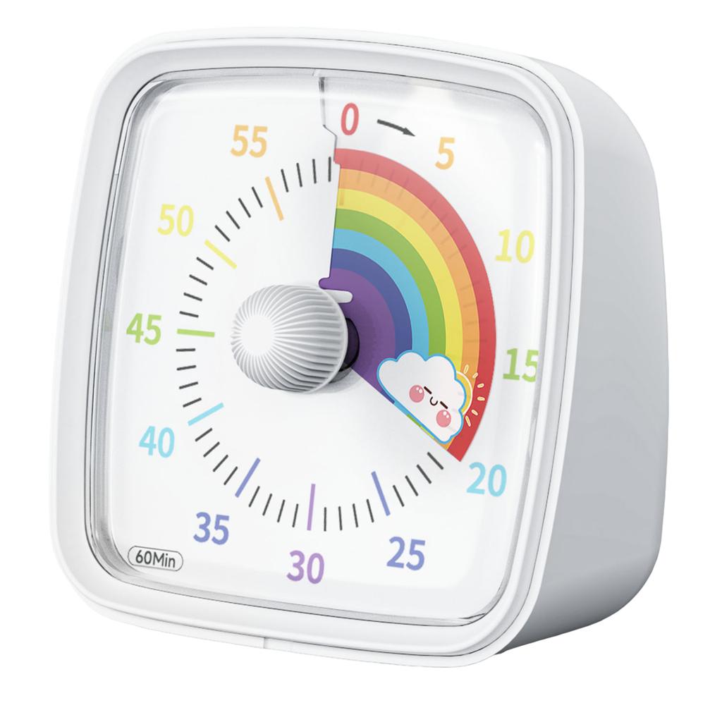 Mini Electronic Timer with Colorful Rainbow Dial Time Management Device Silent Operation Timer Tool for Kids & Adults