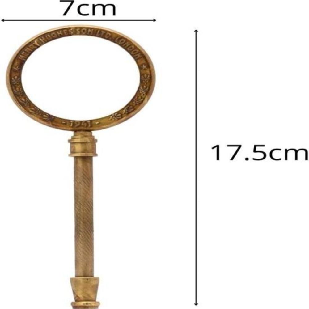 Antique Brass Magnifying Glass - 17.78 Cm with Leather Pouch