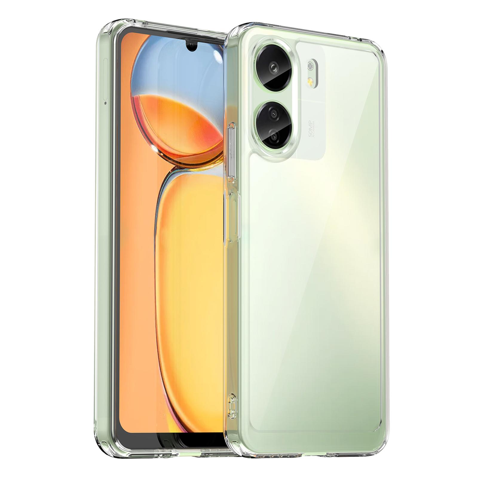 

For Xiaomi Redmi 13C 4G/Poco C65 4G Transparent Case Electroplating Buttons (Big Rear Lens Hole) A