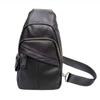 Men'S Breast Bag, Genuine Leather Men'S Bag, Casual Small Shoulder Bag, Large Capacity Messenger Bag, Black Cowhide.