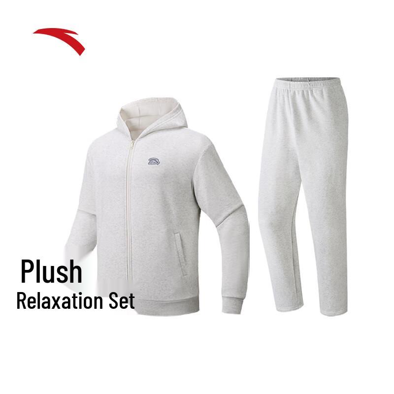 Anta Men's Fleece-lined Hooded Knit Sportswear Set
