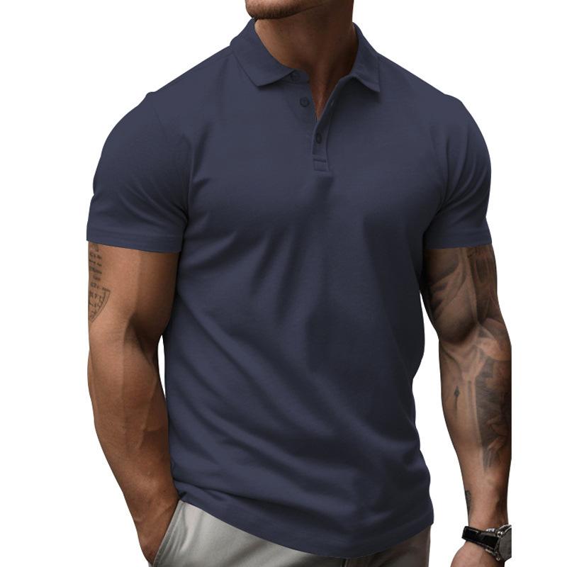 Mens Summer Short Sleeve Solid Color Polo Shirt Loose Breathable Sport T Shirt