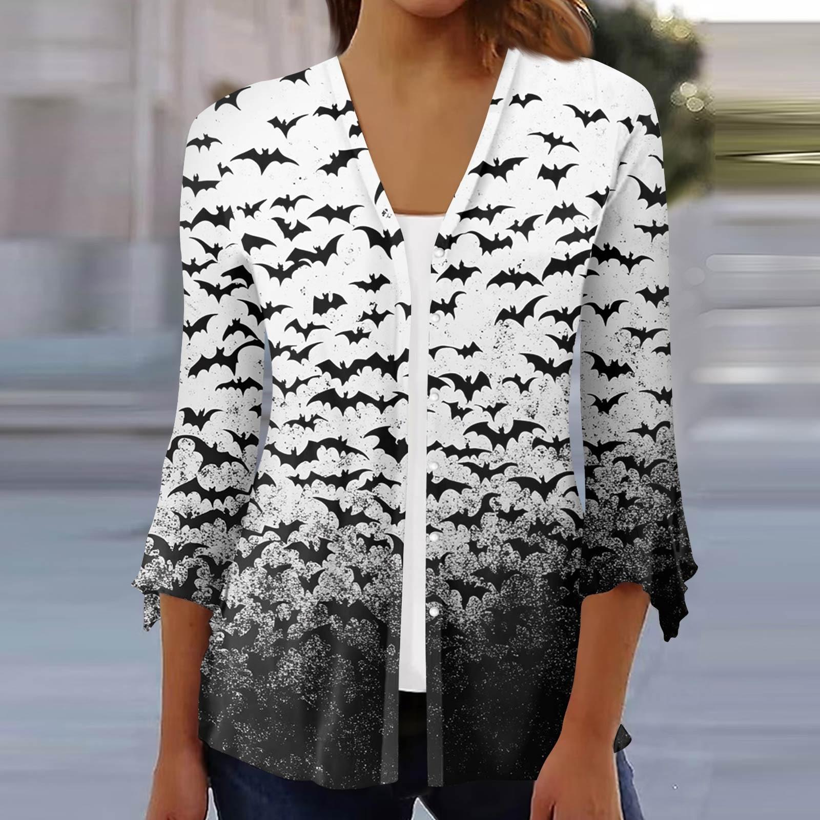 

Женский свободный повседневный кардиган-топ с принтом и рукавами семь восьмых на пуговицах XXXL