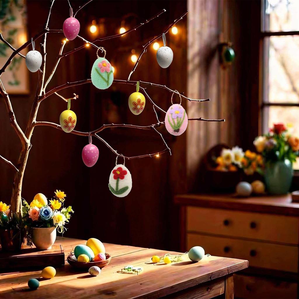 9pcs Eggs Hanging Ornament For Garland Room Decor For Door,Wall Decoration, Tassel Ornament, Party Decoration, Arts & Crafts Supplies