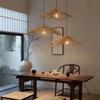 Japanese Retro Rattan Lamp Restaurant Chandelier Coffee Shop Restaurant Loft Home Decor Hanging Rattan Straw Hat Pendant Light
