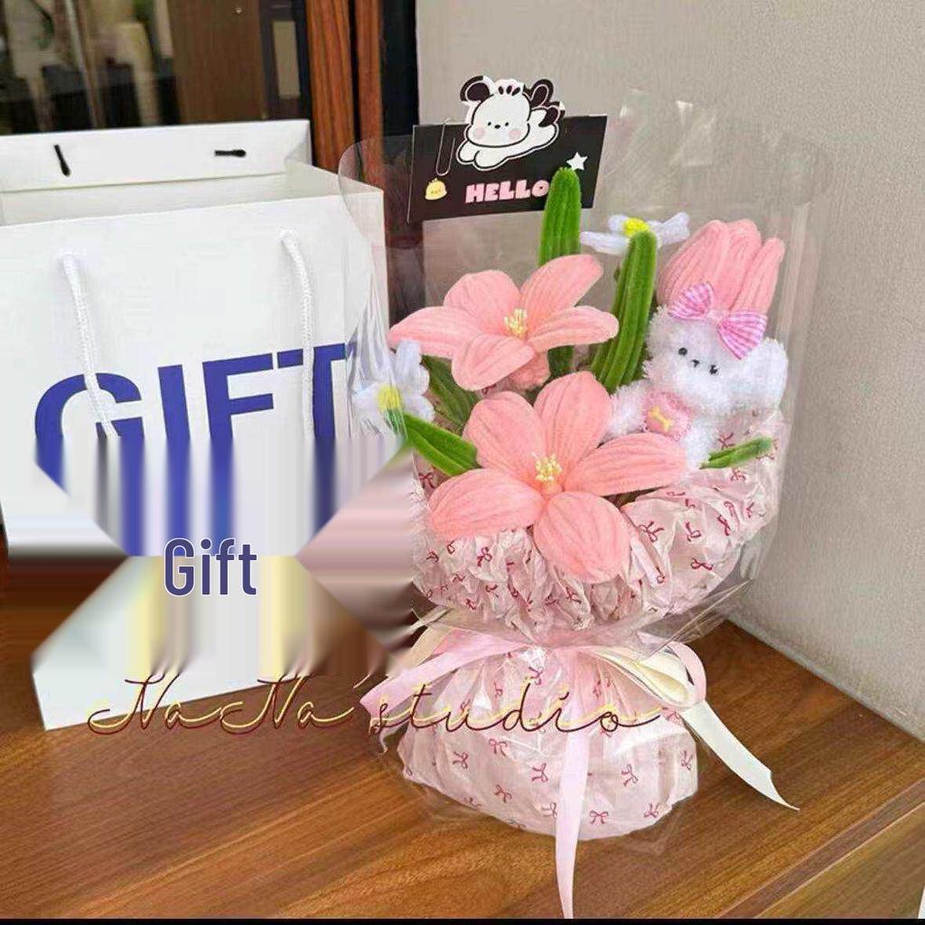 Twist Tie Puppy Doll Flower Bouquet: Handmade Birthday Gift for Girls & Best Friends