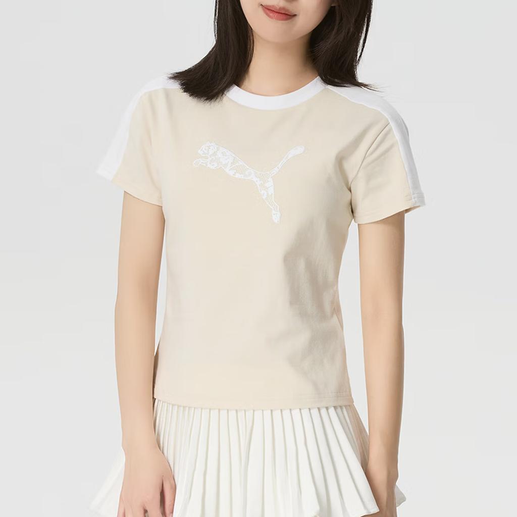 Puma Lace Ss T7 Slim Fit Pullover Sports Short Sleeve T-Shirt Women Tops 638460-87