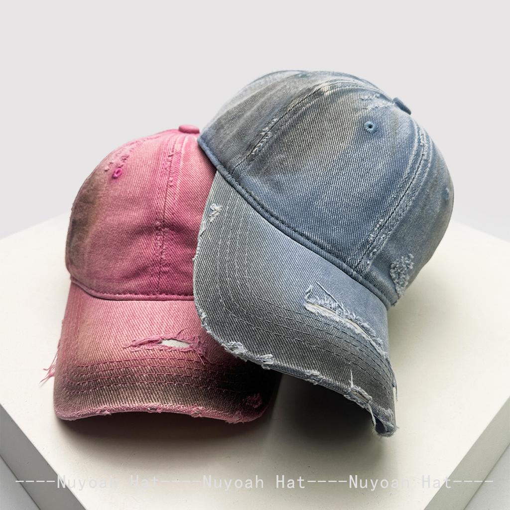 Baseball Plain Color Solid Gradient Women Men Her Him For Fresh Caps Peaked Hats Sunshade Broken Style Versatile Personal Distress Fashion Street