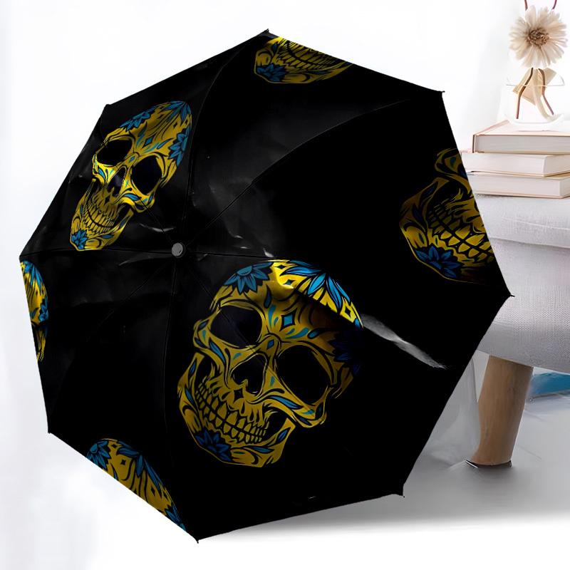 

1pc Skull Pattern Automatic Folding Umbrella - 8-Rib Automatic Open/Close, Large Canopy Birthday Festival Gift yy251217110