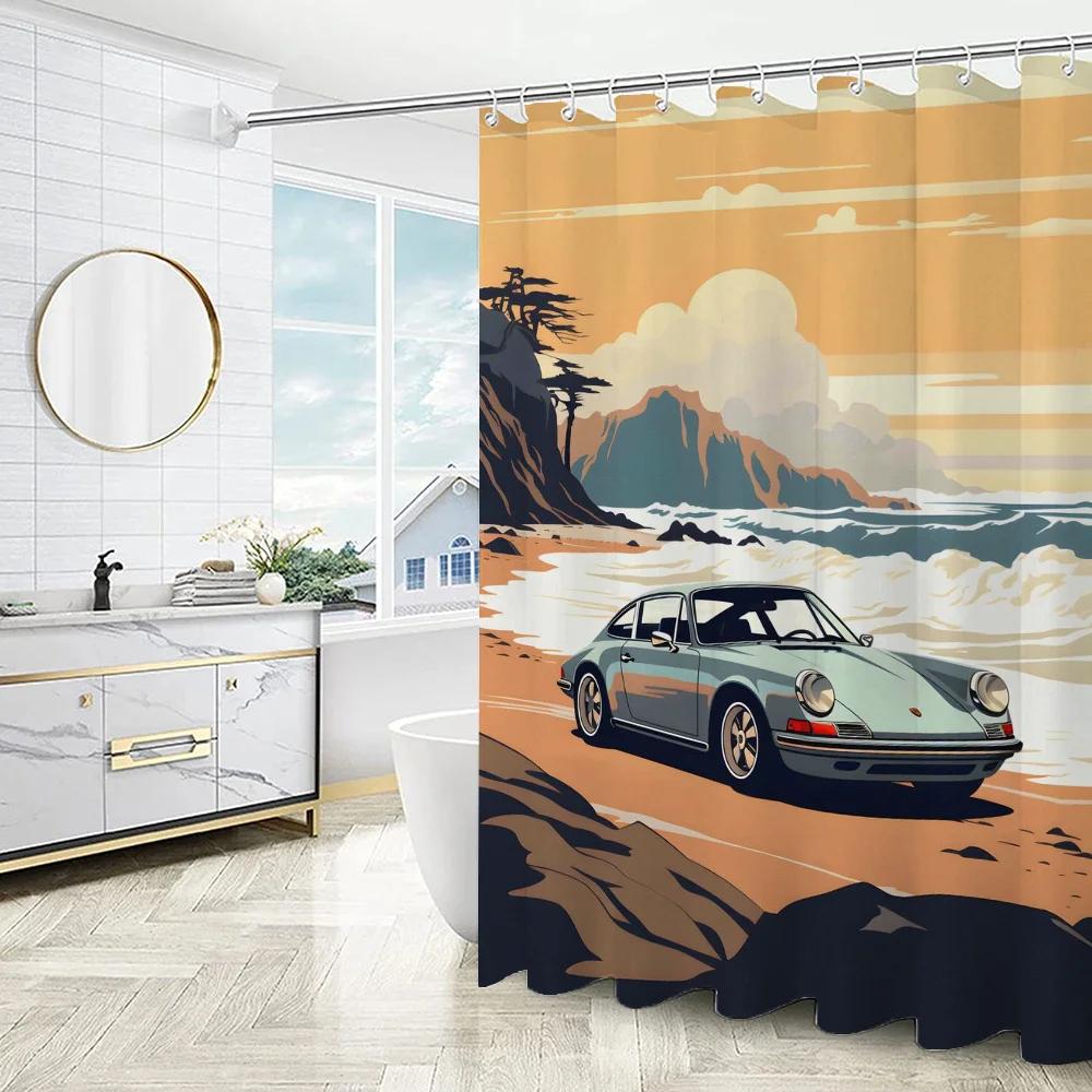 Versatile Style Shower Curtain With Hooks Easy Hang Waterproof Washable For Home Hotel Apartment Bathtub Decor
